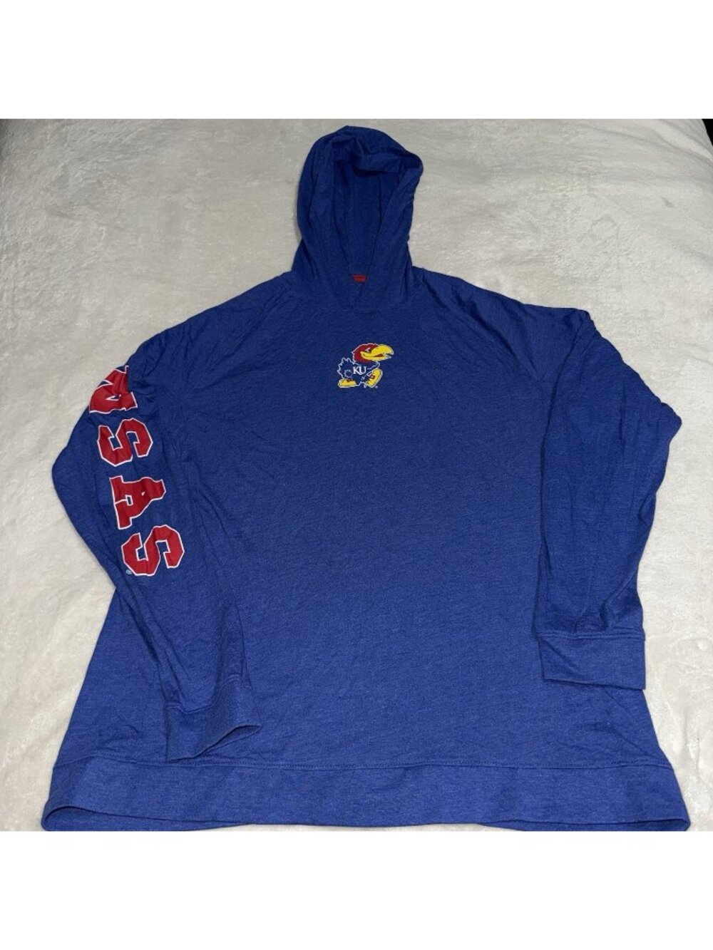 Kansas Jayhawks Colosseum Mens XL Blue Hooded Long Sleeve Shirt KU NCAA